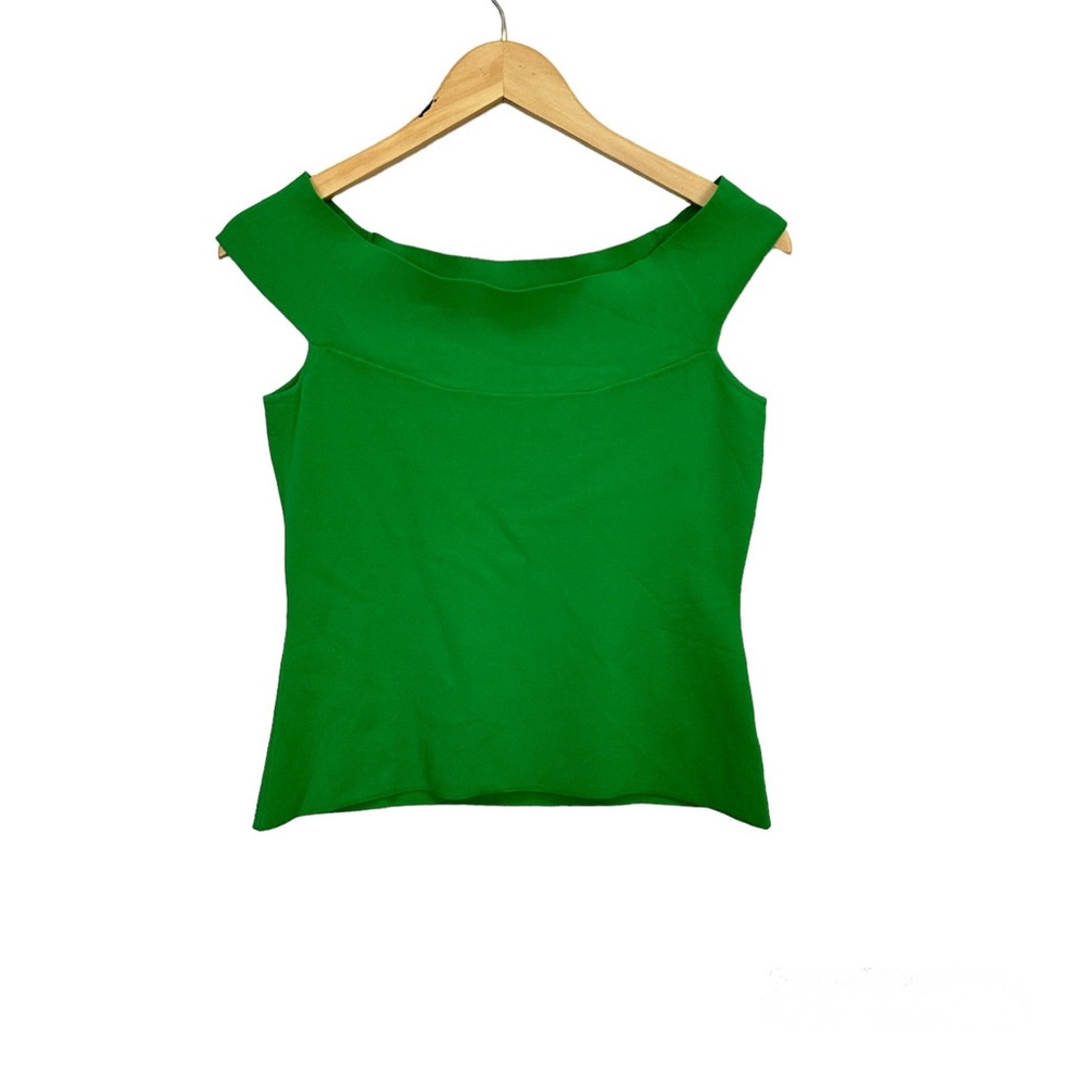 Milly Off The Shoulder Green Knit Top Sleeveless Women’s Sz Medium NWOT